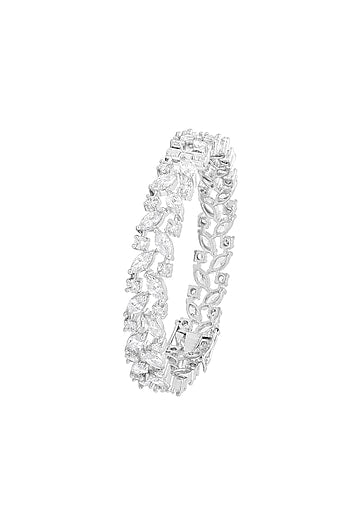 White Finish Cubic Zirconia Bangles (Set Of 2)