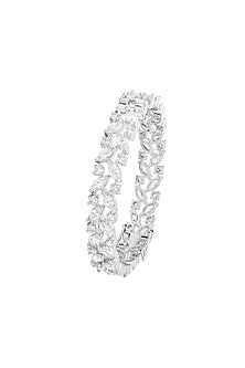 White Finish Cubic Zirconia Bangles (Set Of 2)