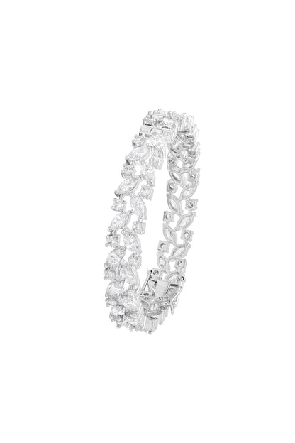 White Finish Cubic Zirconia Bangles (Set Of 2)