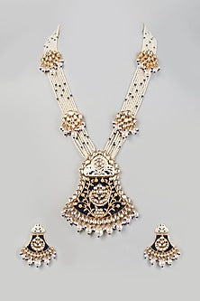 Gold Finish Meenakari Long Necklace Set