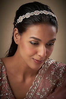 Gold Finish Kundan Polki & Pearl Meenakari Mathapatti