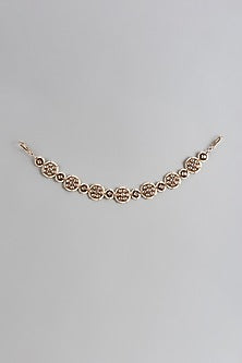Gold Finish Kundan Polki & Pearl Meenakari Mathapatti
