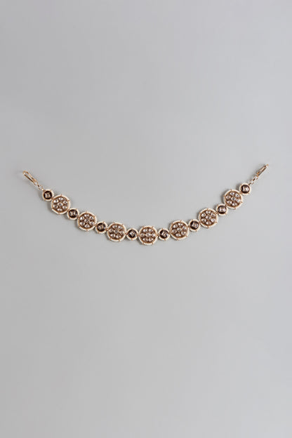 Gold Finish Kundan Polki & Pearl Meenakari Mathapatti
