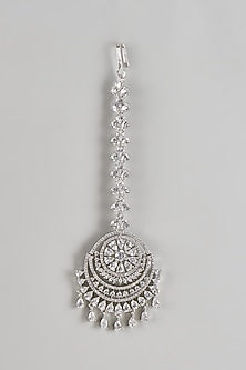 White Rhodium Finish Zircons Maangtikka