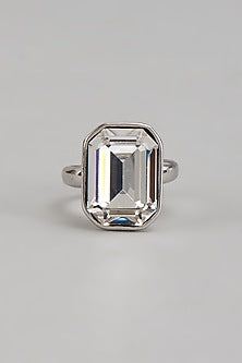 White Rhodium Finish Swarovski Ring