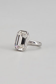 White Rhodium Finish Swarovski Ring