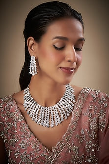 White Finish Zircon Necklace Set
