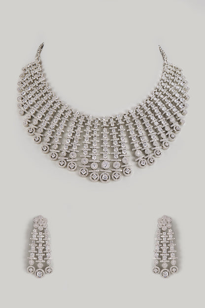 White Finish Zircon Necklace Set