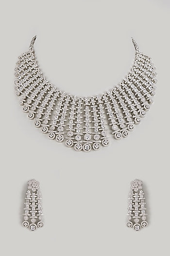 White Finish Zircon Necklace Set