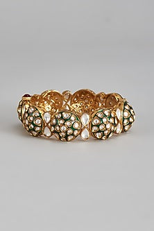 Gold Finish Kundan Polki Bracelet