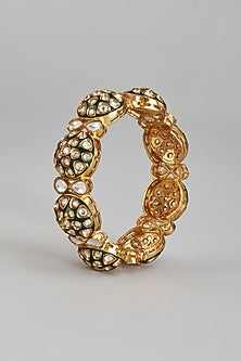 Gold Finish Kundan Polki Bracelet