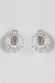 White Finish Zircon Dangler Earrings
