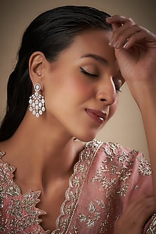 White Finish Zircon Dangler Earrings