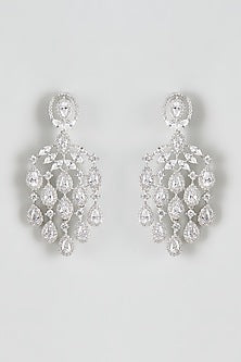 White Finish Zircon Dangler Earrings