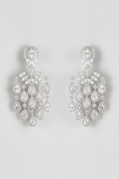 White Finish Zircon Dangler Earrings
