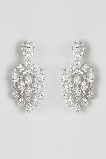 White Finish Zircon Dangler Earrings