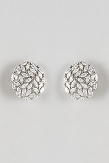White Finish Zircon Stud Earrings