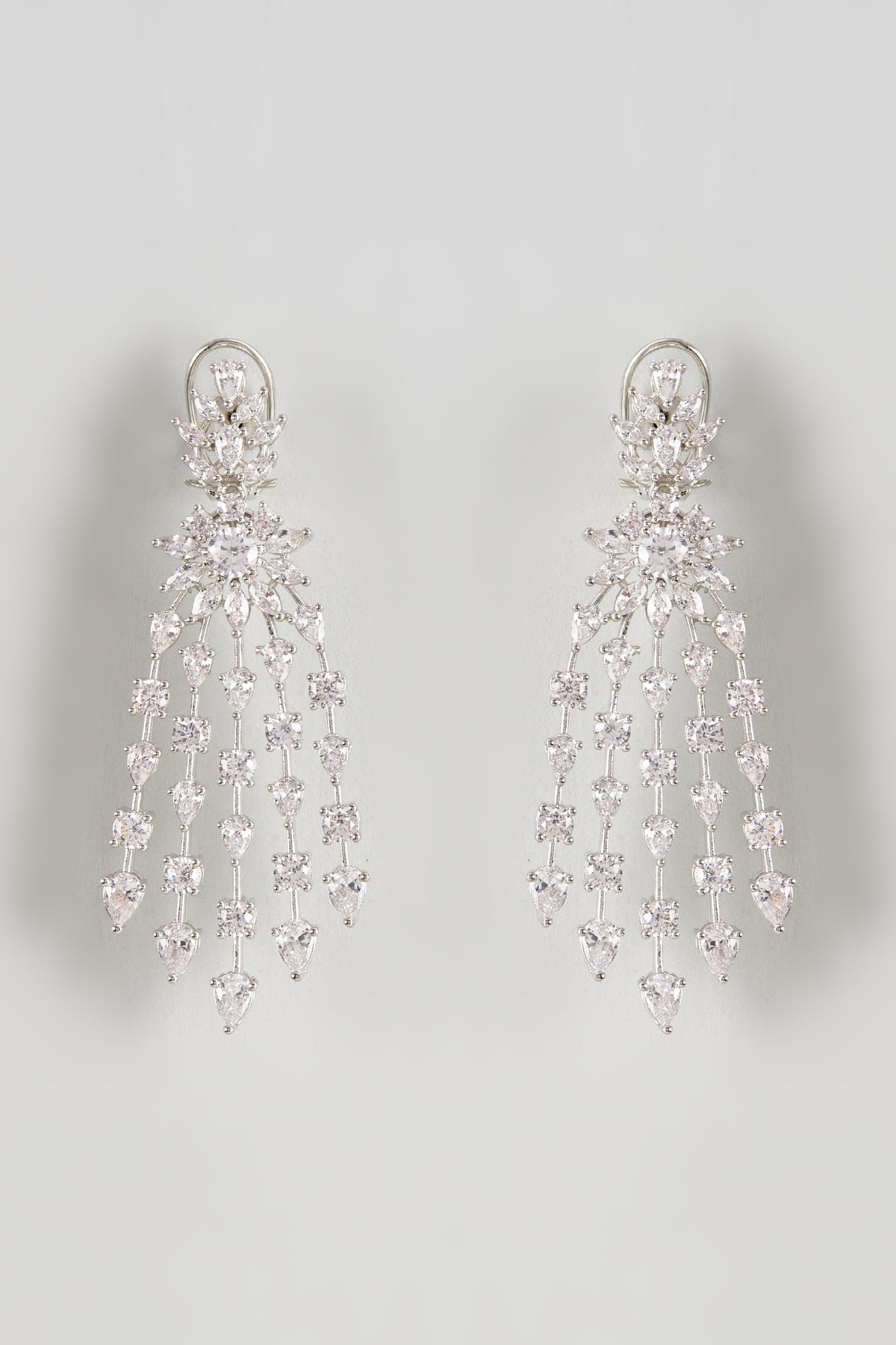 White Finish Zircon Dangler Earrings