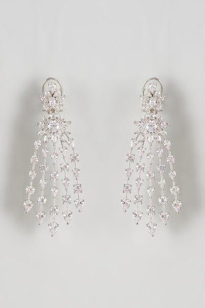 White Finish Zircon Dangler Earrings