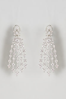 White Finish Zircon Dangler Earrings