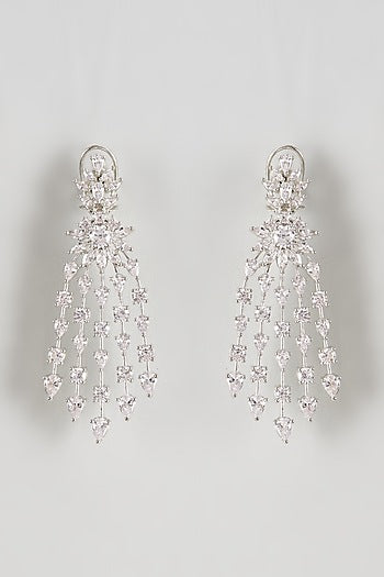 White Finish Zircon Dangler Earrings