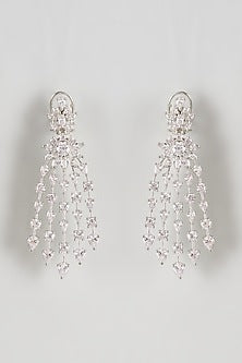 White Finish Zircon Dangler Earrings