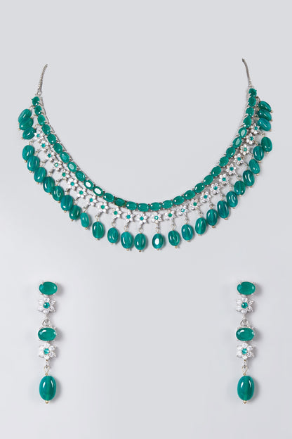Gold Finish Zircons Necklace Set
