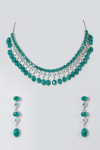 Gold Finish Zircons Necklace Set