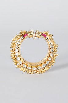 Gold Finish Kundan Polki Bangles (Set of 2)