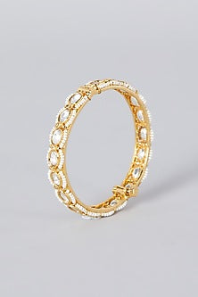 Gold Finish Bangles With Kundan Polki (Set Of 2)