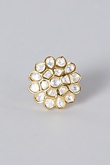 Gold Finish Kundan Polki Ring