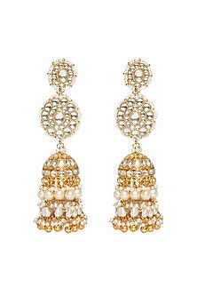 Gold Finish Kundan Polki & Pearl Drop Necklace Set