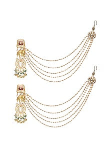 Gold Finish Kundan Polki & Green Onyx Necklace Set