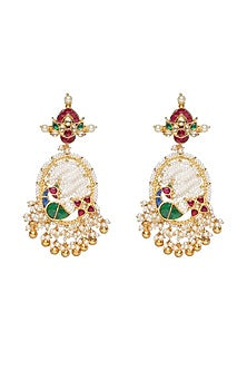 Gold Finish Kundan Polki & Pearl Drop Choker Necklace Set
