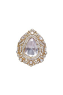 Gold Finish Moissanite Polki Ring