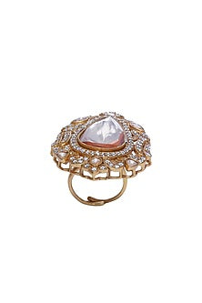 Gold Finish Moissanite Polki Ring