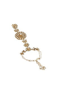 Gold Finish Kundan Polki Hathphool