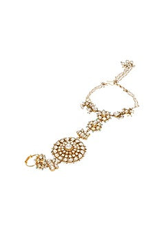 Gold Finish Kundan Polki Hathphool