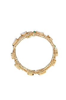 Gold Finish Kundan Polki Bangles (Set of 2)