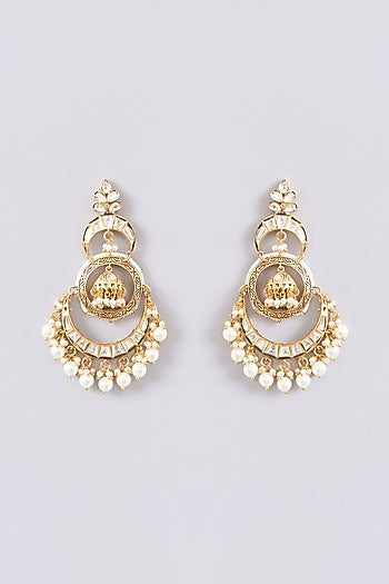Gold Finish Kundan Polki & Pearl Choker Necklace Set