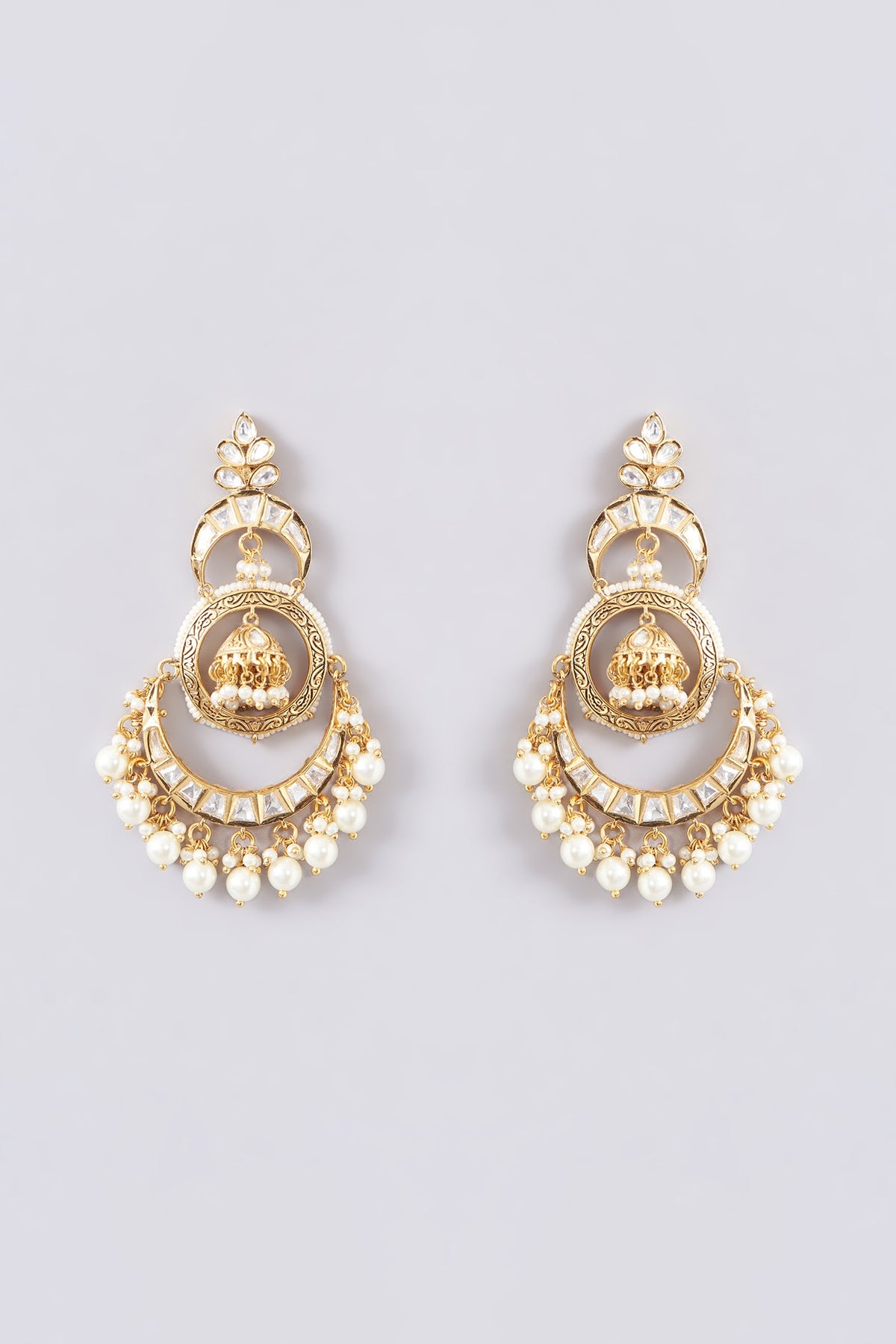 Gold Finish Kundan Polki & Pearl Choker Necklace Set