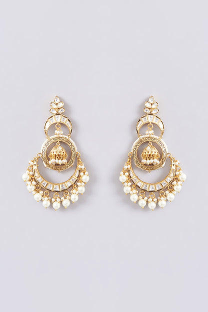 Gold Finish Kundan Polki & Pearl Choker Necklace Set