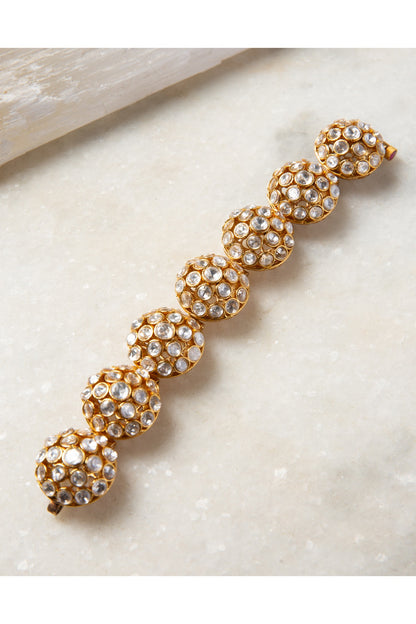 Gold Finish Kundan Polki Bracelet