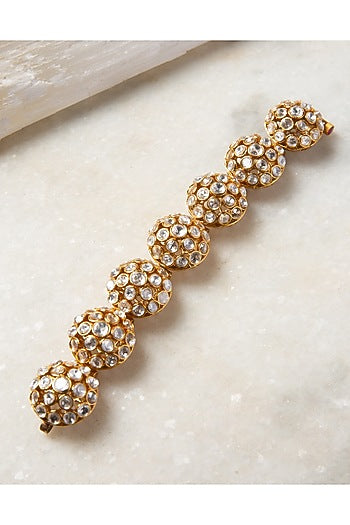 Gold Finish Kundan Polki Bracelet