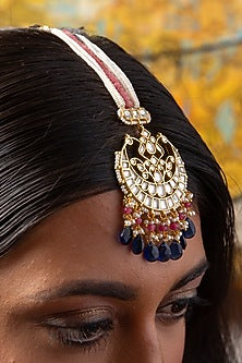 Gold Finish Kundan Polki Maang Tikka