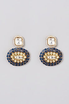 Silver Finish White & Blue Zircon Dangler Earrings