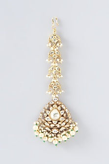 Gold Finish Kundan Polki Maangtikka