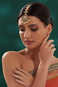 Gold Finish Kundan Polki Maangtikka