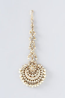 Gold Finish Kundan Polki Maangtikka