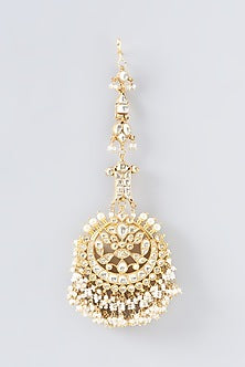 Gold Finish Kundan Polki Maangtikka